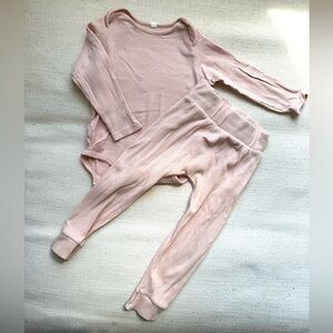 MORI Ribbed Bodysuit + Leggings Set | 18-24M | Blush Pink